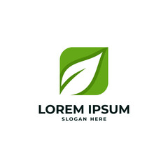 simple green leaf logo design with modern eco style