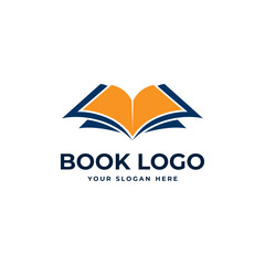 open book logo design for education and learning