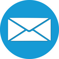 Blue circle email envelope icon symbol for communication and messaging design