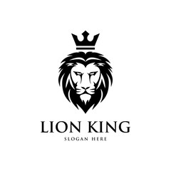 majestic lion head logo with crown template design