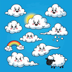 create Set of cartoon clouds.