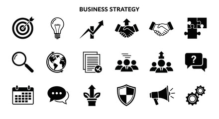 Business Strategy Icons with Target and Lightbulb Concepts