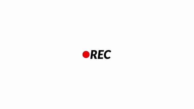 Recording icon animation, camera recording sign video on a transparent background, Rec symbol, button of recording video with alpha channel, broadcasting, voice recorder, video recording in 4k.
