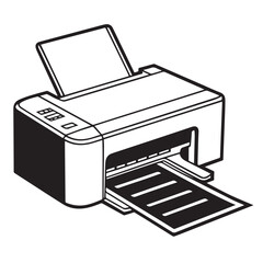 A detailed illustration of a printer, capturing its functionality and design, showcasing its ability to produce documents and images with precision isolated on white background