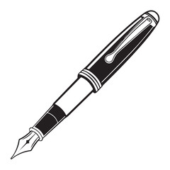 Illustration of a fountain pen isolated on white background, showcasing its elegant design, smooth lines, and classic appeal, perfect for writing enthusiasts and collectors alike