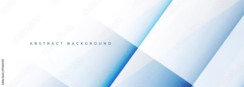 Wall mural abstract white modern geometric wide banner background with blue shadow lines and diagonal shapes. v