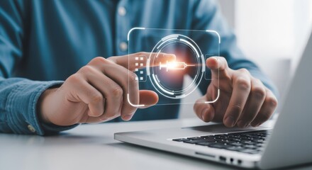 Cybersecurity Professional Targeting Digital Injection with Laptop