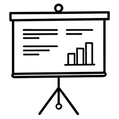 Presentation board with chart, black line art vector