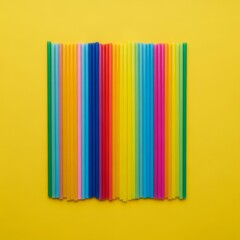 Colorful Drinking Straws Arranged in a Rectangular Spectrum