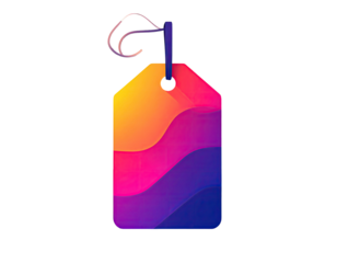 Colorful, abstract price tag with wavy gradient