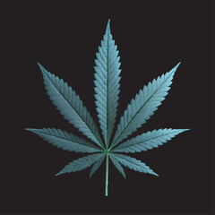 Cannabis Leaf Illustration – Symmetrical Green Marijuana Leaf on Black Background