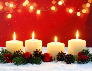 Winter candlelight illumination with festive adornments