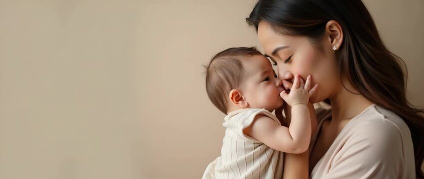 Delicate moms touch elegantly showcased through subtle gestures and refined expressions that embody nurturing care and gentle warmth with genuine compassion in  Photo Stock  Concept  and empty space o