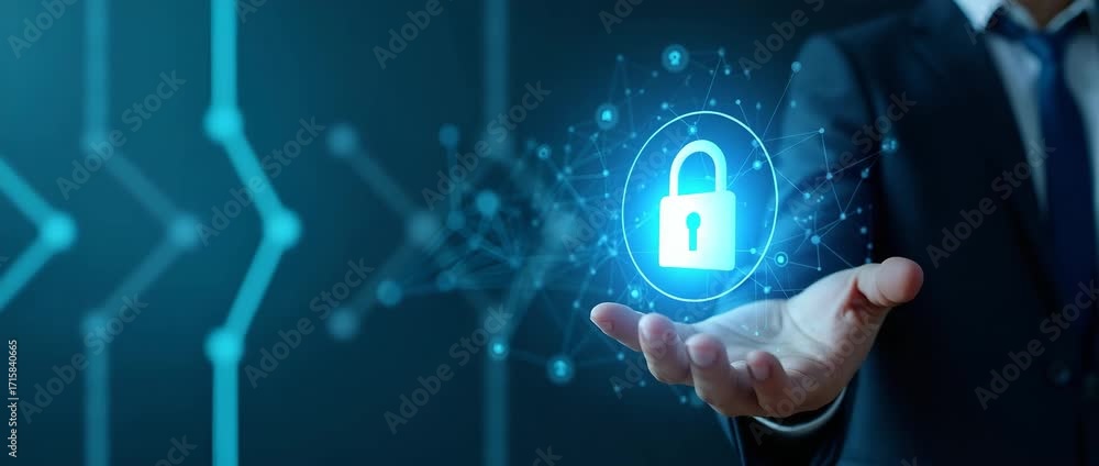 Poster cybersecurity and privacy concepts to protect data and encryption secure internet network security t