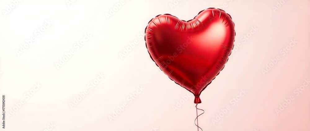 Poster red heart balloon on isolated transparent background - valentine's day concept with empty space for 