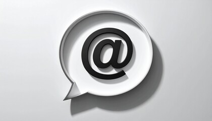 3D @ email symbol icon in a speech bubble