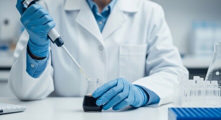 Scientist Conducting Liquid Analysis in Modern Laboratory