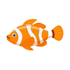 Bright Orange Clownfish Swimming with Fins Colored Icon