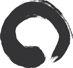 墨で描いた筆タッチの丸　ベクター素材