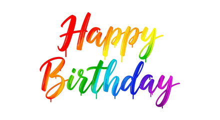 Vibrant rainbow Happy Birthday lettering perfect for cards, celebrations, and party invitations