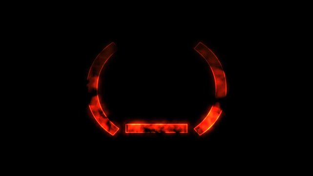 Parenthesis and underline text symbols fire animation on black background