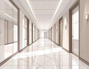 Fototapeta premium Empty modern hallway with marble floor