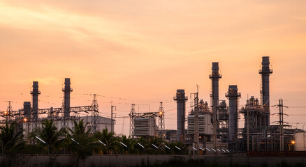 Natural Gas Combined Cycle Power Plant ,Gas turbine electrical power plant with in Twilight power...