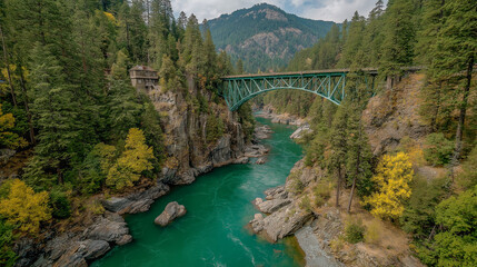 Scenic Bridge Above Vibrant Turquoise River Canyon