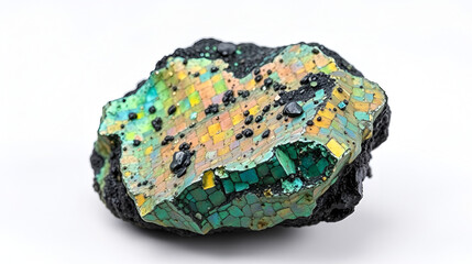 iridescent goethite from La Union, Spain isolated on white background