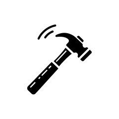 Black Silhouette of a Claw Hammer in Motion