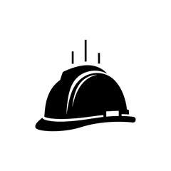 Fototapeta premium Black Silhouette of a Construction Hard Hat with Lines Above