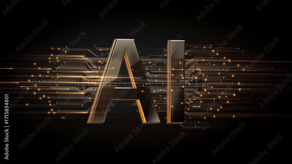 Poster digital intelligence: futuristic depiction of ai, seamlessly fusing technological circuits with slee