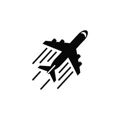 Fototapeta premium Dynamic black airplane icon silhouette ascending with stylized speed lines