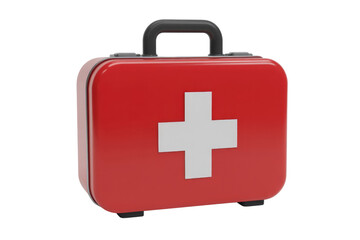 Obraz premium A red first-aid kit with a white cross, isolated on a transparent background. background removed