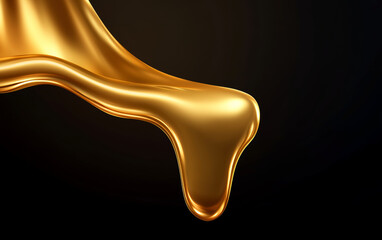 Fototapeta premium Commercial background of golden liquid flowing on dark background