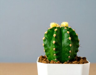 Small green cactus in white pot (1)
