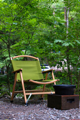 アウトドアチェアと七輪
