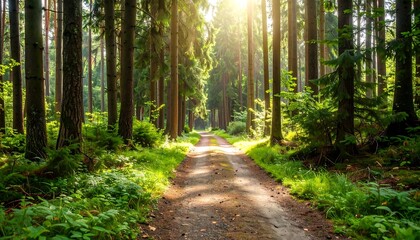 Obraz premium Sunlit Forest Path (6)
