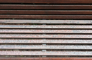 Wet Modern Bench after Rain on Water-Repellent Coating