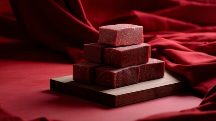 Red soap bars stacked spa beauty wellness luxury product composition
