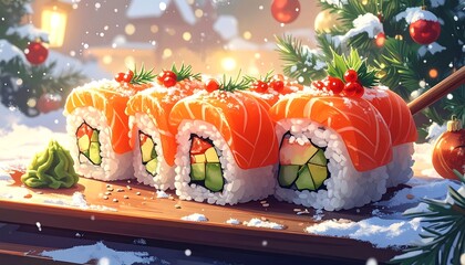 Winter wonderland sushi delight