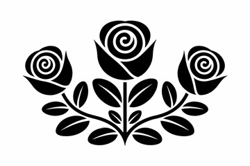 Elegant Black and White Floral Arrangement Three Roses Design Graphic Element Illustration Artwork Design