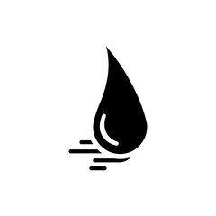 Fototapeta premium Simple Black Water Drop Icon with Curved Details and Horizontal Lines