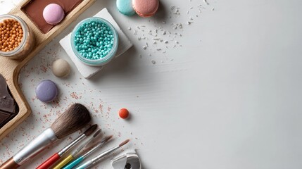 Art supplies creative colorful stationery tools lifestyle education modern composition