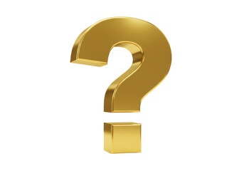 Isolated shiny golden question mark symbol offering inquiry or uncertainty for graphic resources