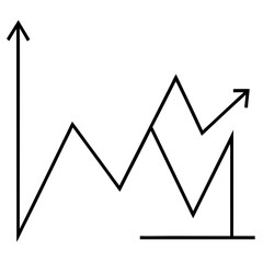 Stock market line chart, black vector, Black Vector / Illustration Style