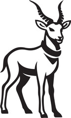 Gazelle silhouette with scarf elegant art, Antelope animal stylized illustration