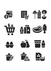 Grocery List Icons Vector Stock Illustration