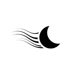 Stylized Crescent Moon with Abstract Wind Design