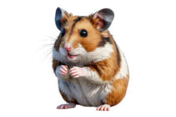 Adorable fluffy hamster sitting,  brown, white fur,  cute, digital art. background removed